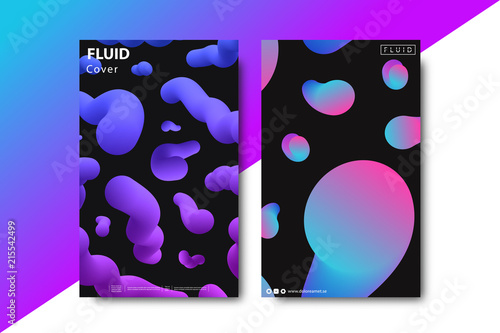 Vector set of realistic isolated brochure with liquid and lava lamp shapes design for decoration and covering on the white background.
