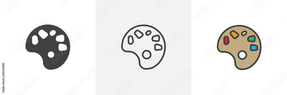Color palette icon. Line, solid and filled outline colorful version, outline and filled vector sign. Art symbol, logo illustration. Different style icons set. Pixel perfect vector graphics Color palette icon. Line, solid and filled outline colorful version, outline and filled vector sign. Art symbol, logo illustration. Different style icons set. Pixel perfect vector graphics