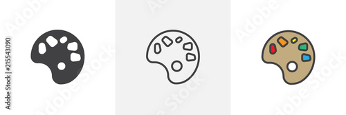 Color palette icon. Line, solid and filled outline colorful version, outline and filled vector sign. Art symbol, logo illustration. Different style icons set. Pixel perfect vector graphics