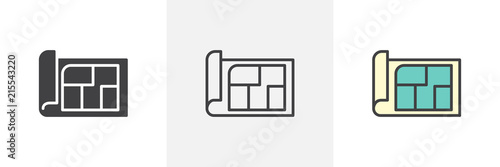 Blueprint icon. Line, solid and filled outline colorful version, outline and filled vector sign. Symbol, logo illustration. Different style icons set. Pixel perfect vector graphics