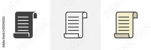 Paper document icon. Line, solid and filled outline colorful version, outline and filled vector sign. Symbol, logo illustration. Different style icons set. Pixel perfect vector graphics