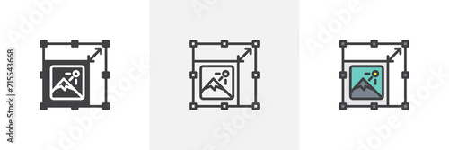 Resize picture icon. Line, solid and filled outline colorful version, outline and filled vector sign. Symbol, logo illustration. Different style icons set. Pixel perfect vector graphics