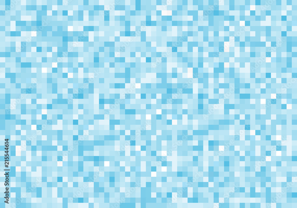 Pixel blue background of squares. Halftone gradient. Geometric square pattern.