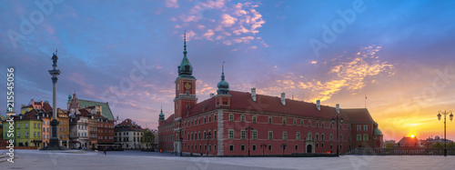 Warszawa, Zamek Królewski i Stare Miasto o zachodzie słońca