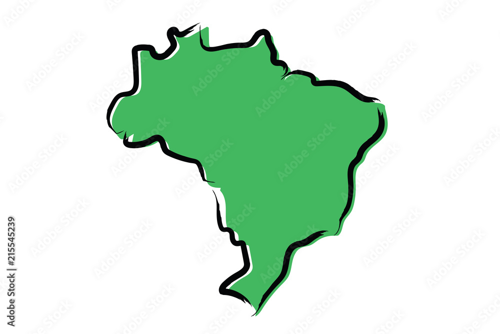 Stylized green sketch map of Brazil