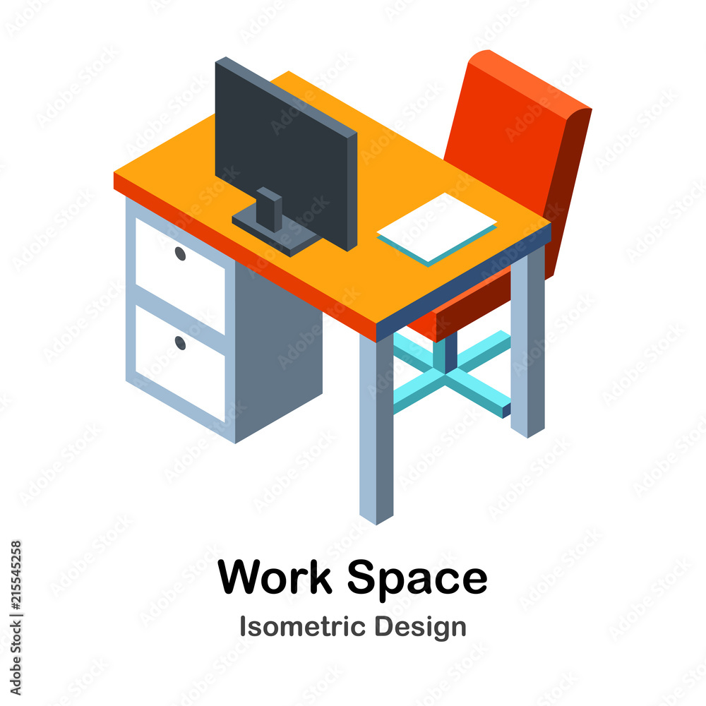 Work Space Isometric Illustration Work Space Isometric Illustration