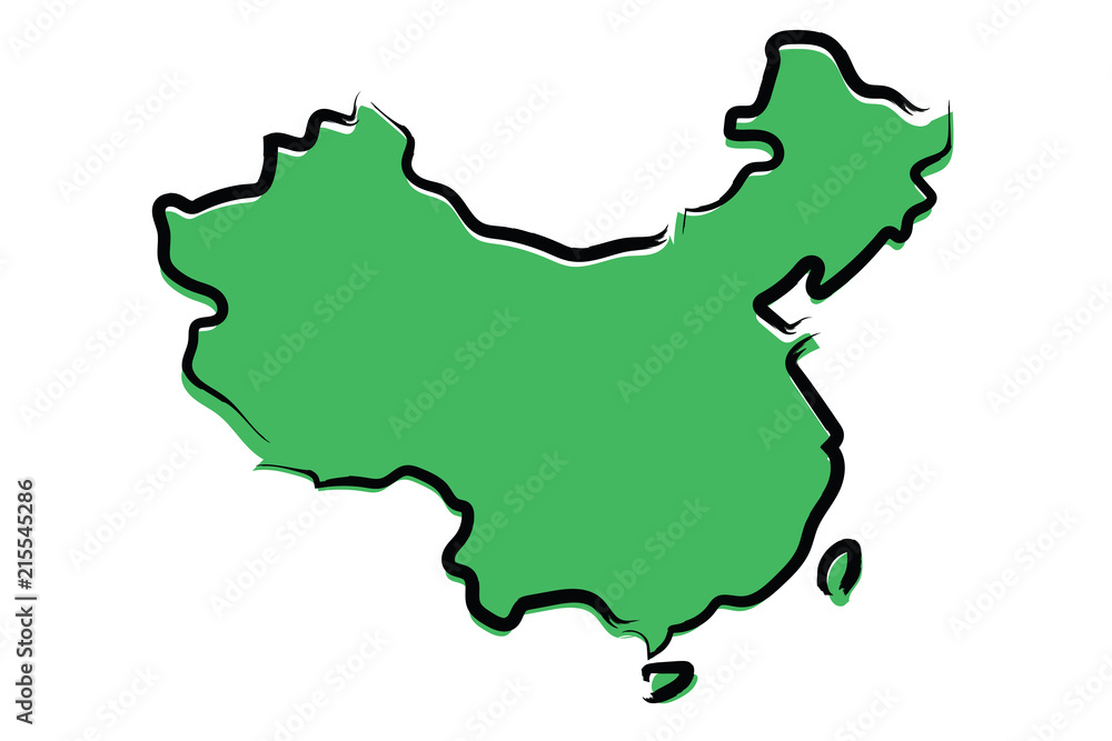 Stylized green sketch map of China
