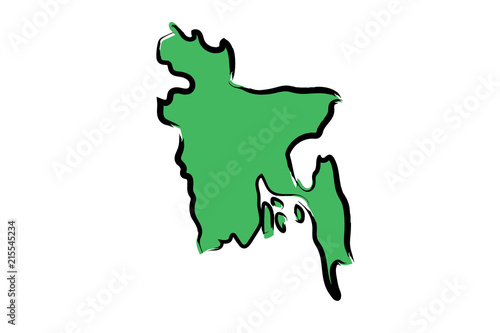 Stylized green sketch map of Bangladesh