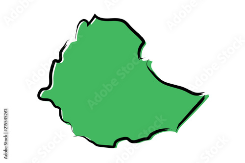 Stylized green sketch map of Ethiopia