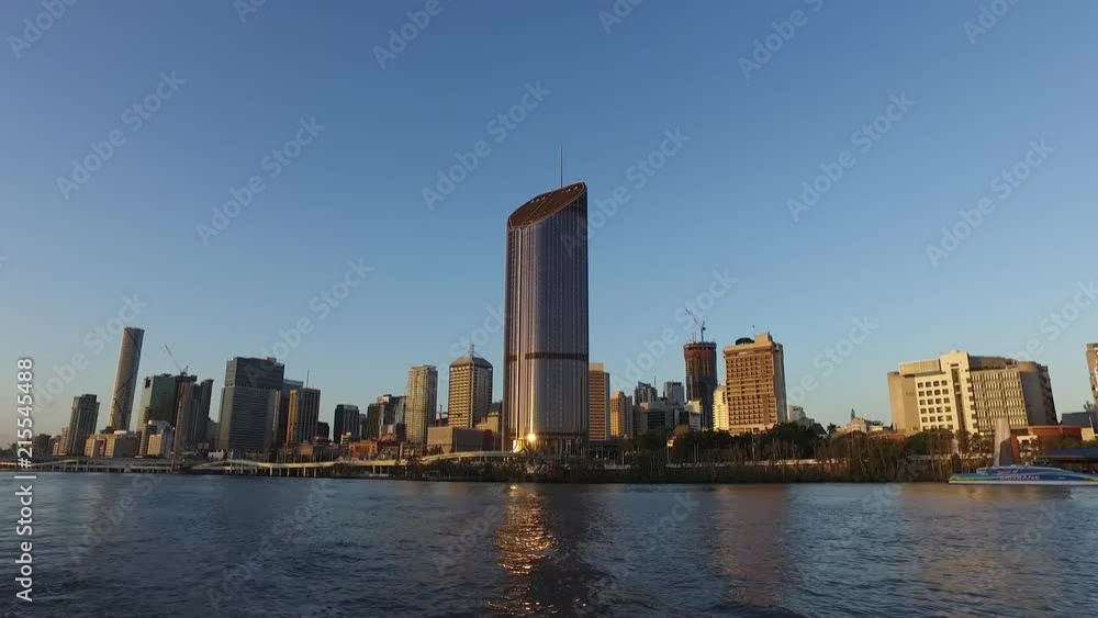 brisbane city skyline viewed from the ferry over brisbane river whilst on the ferry cityhopper brisbane city skyline viewed from the ferry over brisbane river whilst on the ferry cityhopper