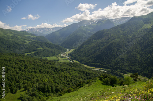 the Caucasus Mountains. ravine