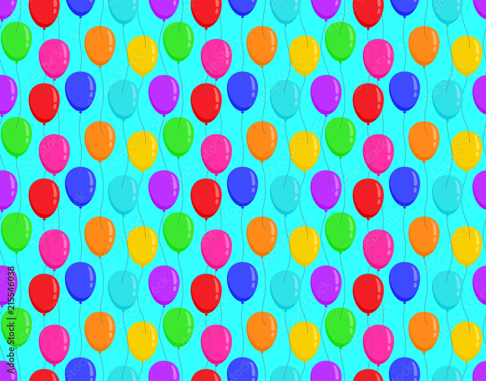 Color balloons on blue background bright seamless pattern Color balloons on blue background bright seamless pattern
