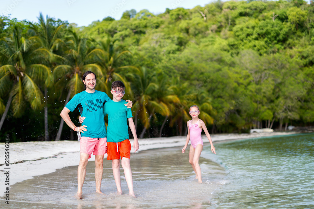 Father with kids at beach Father with kids at beach