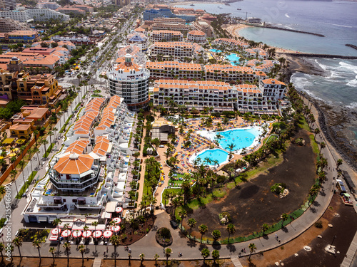 Aerial view of the south side of the Tenerife Island  including playa de las americas