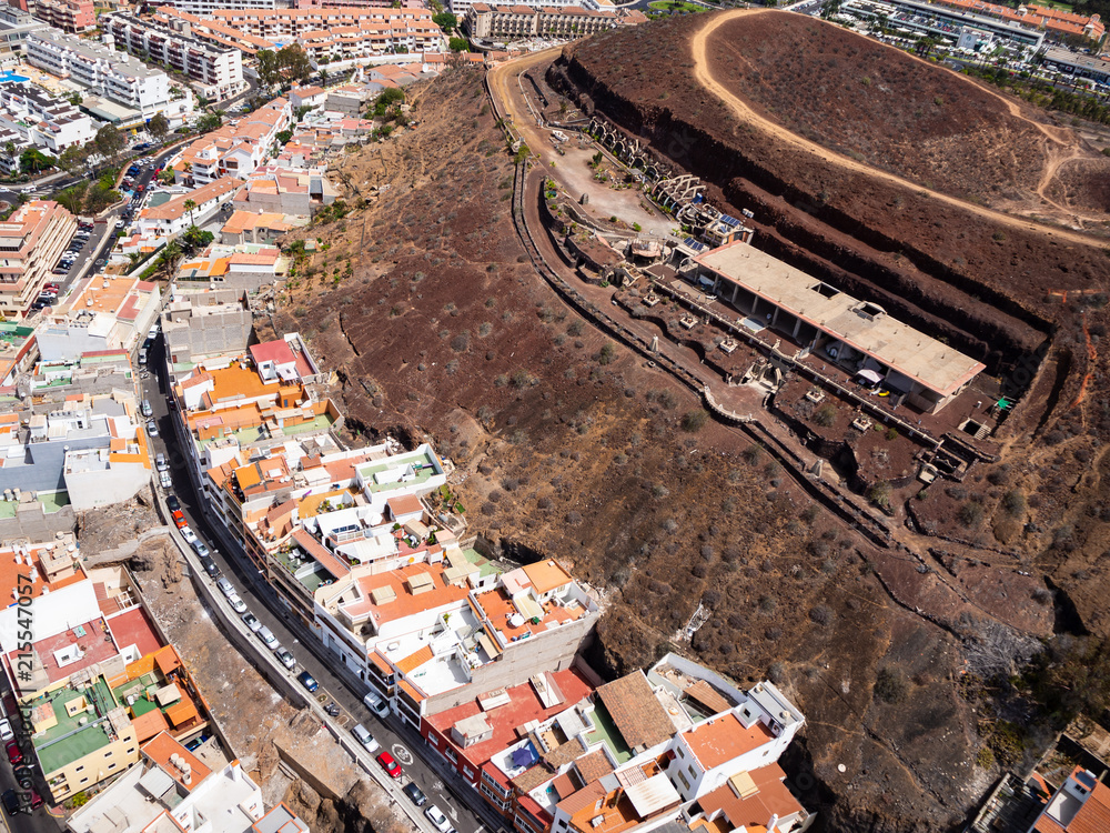 Fototapeta premium Aerial view of the south side of the Tenerife Island, including playa de las americas