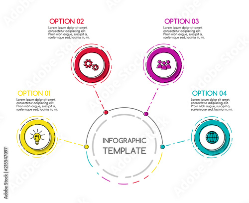 Business infograph with colourful hand drawn icons. Vector.