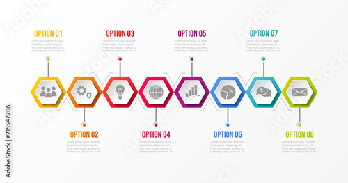 Layout of infographic with business icons. Vector.