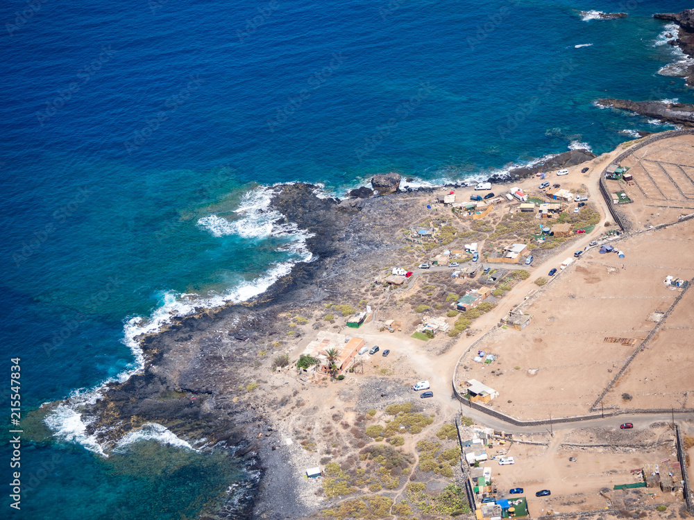 Aerial view of the south side of the Tenerife Island, including playa de las americas
