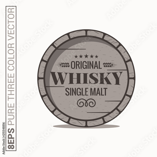 Whisky barrel logo. Single malt whiskey on white background