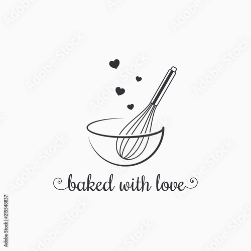 baking with wire whisk logo on white background