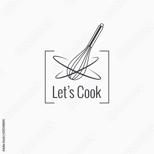 wire whisk for cook logo on white background