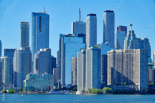 Toronto, Ontario, Canada-20 June, 2018: Toronto financial district skyline view from Ontario Lake