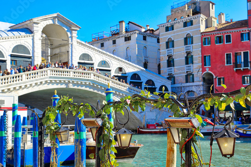 Venice, Italy-20 April, 2017: Landmark Rialto Bridge in Venice