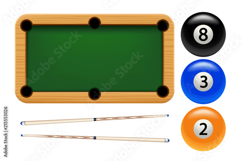 billiard set on white