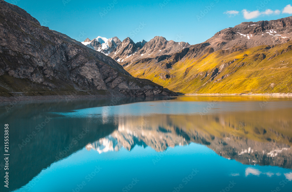 Swiss alpine parties with reflections in the water, Switzerland Swiss alpine parties with reflections in the water, Switzerland
