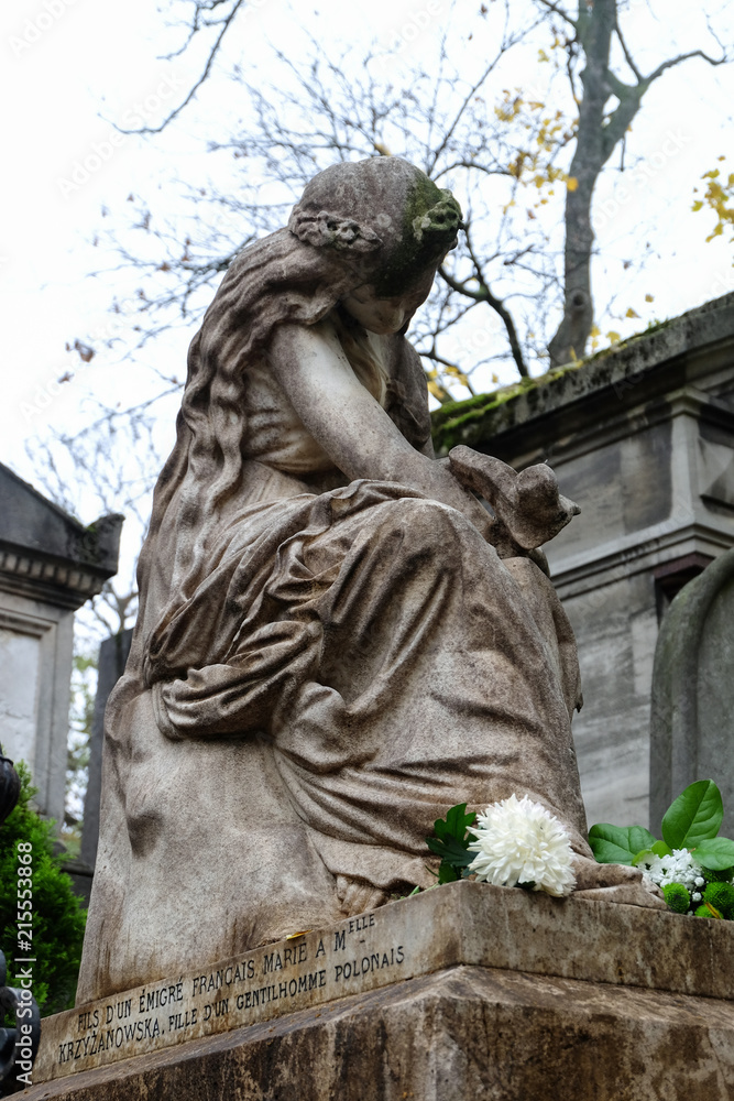  Tomb of Frederic Chopin, famous Polish composer, at Pere Lachaise cemetery in Paris, France