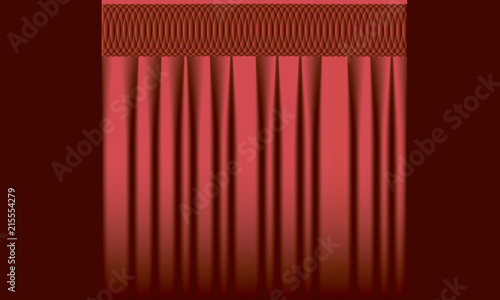 Red curtain background. Vector realistic red curtain.