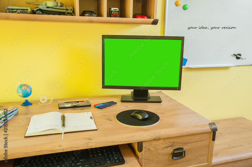 back to school / desk with equipment for schools and whiteboard
back to school / desk with equipment for schools and whiteboard