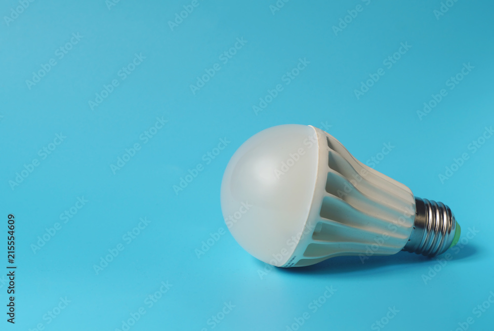 Led lamp on blue background.