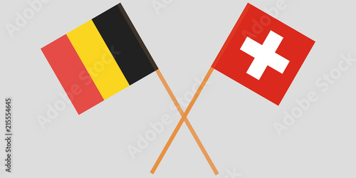 The crossed belgium and Switzerland flags. Official colors. Vector