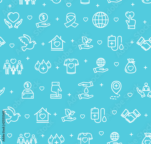 Donation Signs Seamless Pattern Background. Vector