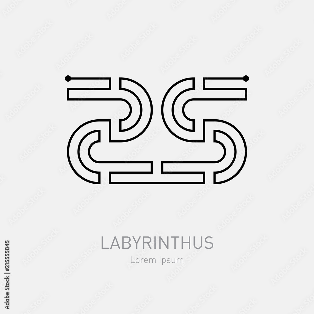 Maze logo. Labyrinth with numbers 2 and 5 for digital design. 25 year anniversary, vector illustration. Maze logo. Labyrinth with numbers 2 and 5 for digital design. 25 year anniversary, vector illustration.