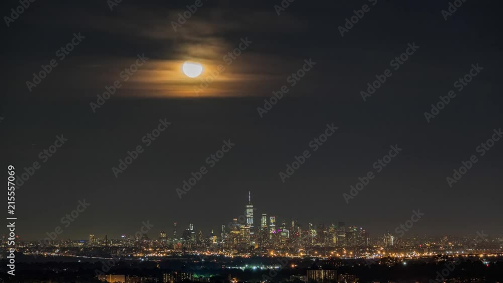 New York City Full Moon Rise Night TImelapse Video New York City Full Moon Rise Night TImelapse Video