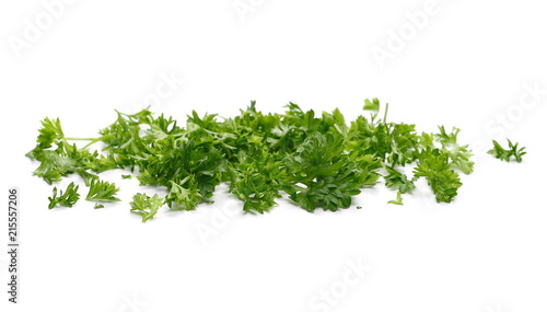 Fresh green chopped parsley leaves isolated on white background © dule964