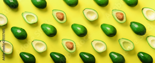 Avocado pattern on yellow b...