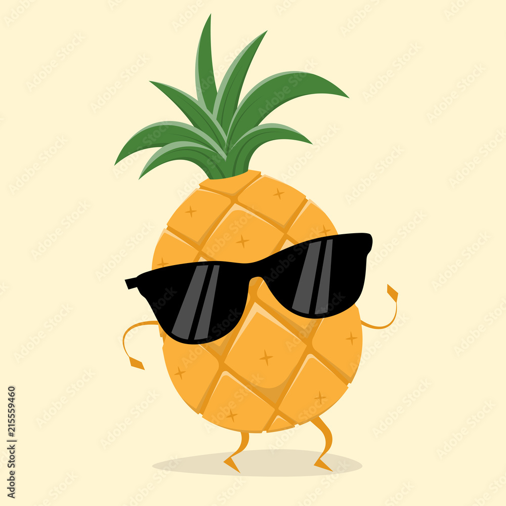 funny pineapple with sunglasses Stock Vector | Adobe Stock