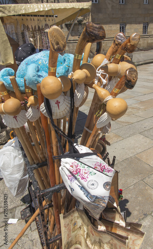 Detail View of Pilgrim Equipment for Sale. Santiago de Compostela, photo