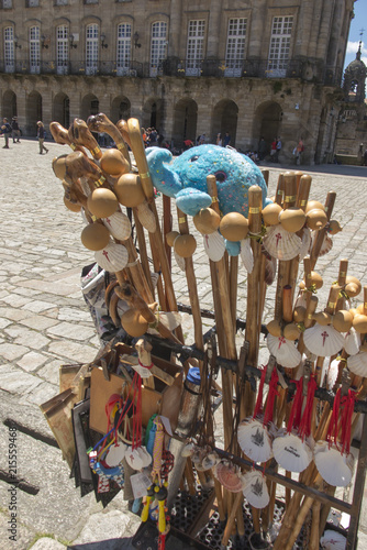 Detail View of Pilgrim Equipment for Sale. Santiago de Compostela, photo