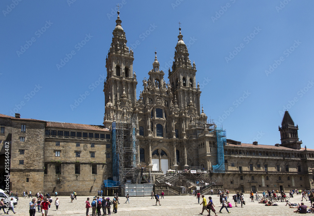 Santiago de Compostela, Spain -June 14, 2018: Santiago de Compostela Cathedral of Saint James, Spain.