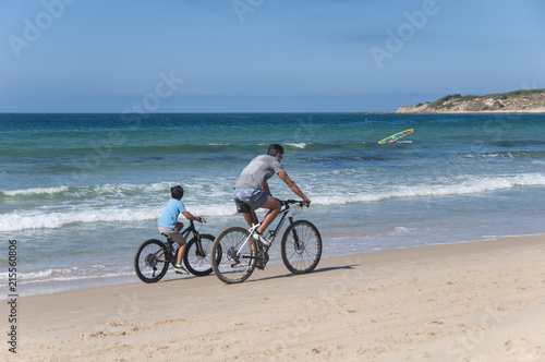 Cycling along the beach