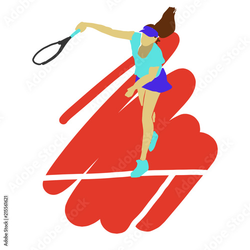 Female tennis player hits an ace