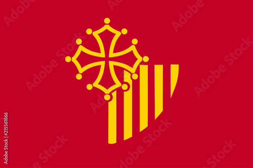 Administrative and political vector flag of Occitanie region in France.
