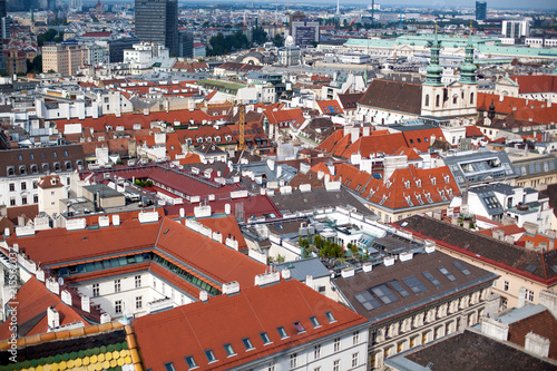 Vienna capital city cityscape in Austria, view from above over historic city centre