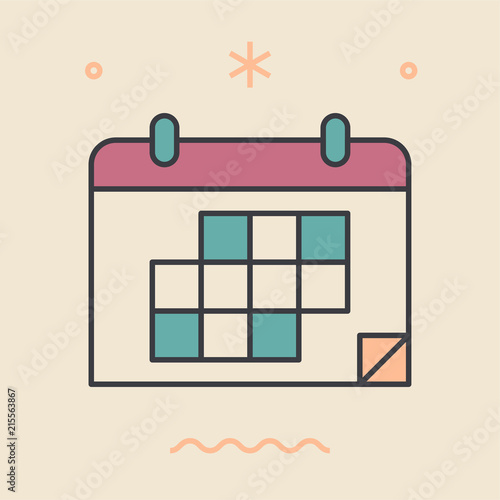 Calendar. Time management concept. Unique and creative illustration. Flat design thin line style. Usage for e-mail newsletters, web banners, headers, blog posts, print and more.