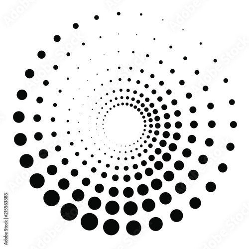 Abstract Black and White Geometric Pattern with Circles. Spiral-like Spotted Tunnel. Contrasty Optical Psychedelic Illusion.