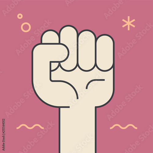 A fist, willpower or protest concept. Unique and creative illustration. Flat design thin line style. Usage for e-mail newsletters, web banners, headers, blog posts, print and more.
